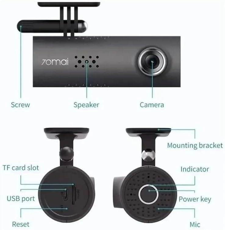 دوربین خودرو سوِنتی مِی شیائومی مدل 70mai Smart Dash Cam 1S Midrive D06